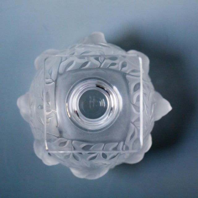 1970s Signed Lalique France Elizabeth Frosted Crystal Vase For Sale - Image 11 of 11