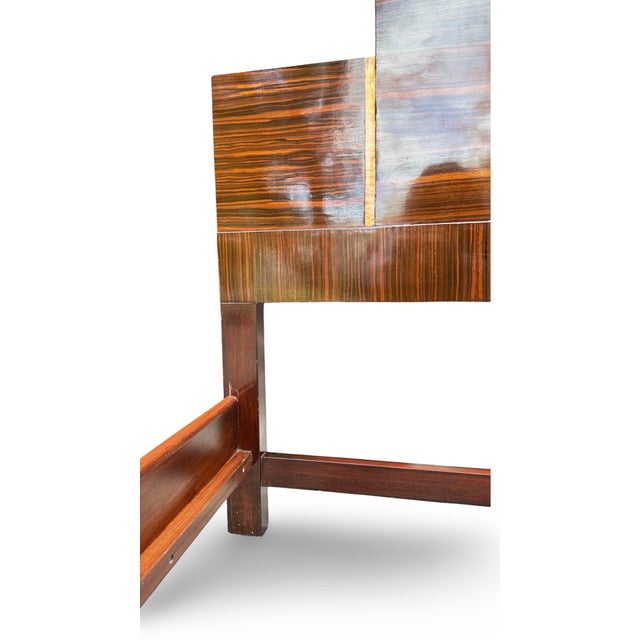 1930s Italian Art Deco Burl Maple and Rosewood Waterfall Queen Bed For Sale - Image 12 of 12