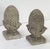 A pair of fine English garden ornamental statuary finials or copings of composition stone - each lightly weathered and in...