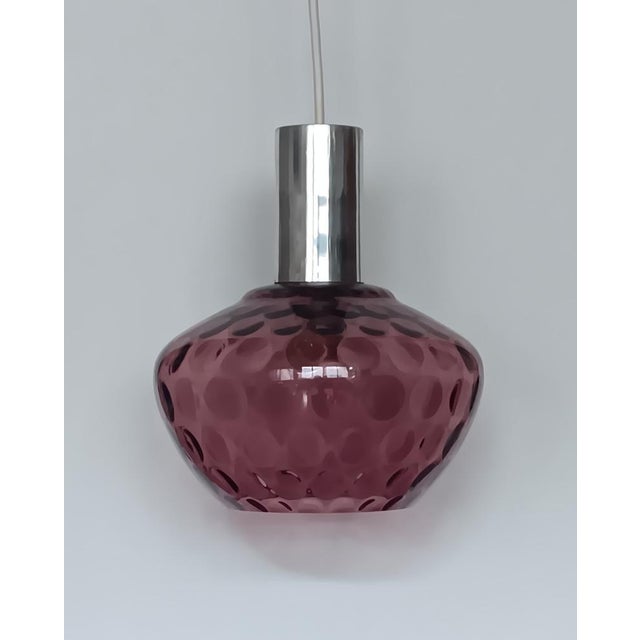 Purple Vintage Purple Glass Pendant Lamp, 1960s For Sale - Image 8 of 8