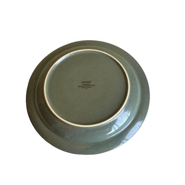 Vintage Dansk Sirocco Spruce Green Stoneware Ridged Dinner Plates- Set of 4 For Sale - Image 4 of 6