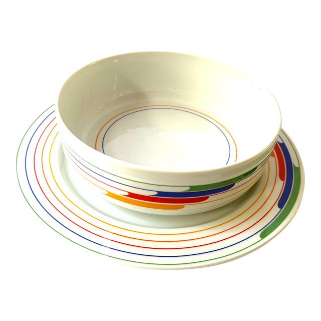 Studio Nova Vintage Memphis Style Serving Bowl and Plate For Sale
