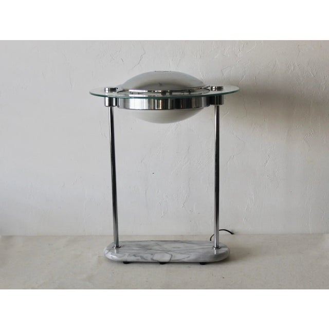 1980s Robert Sonneman Style "Saturn" Chrome Glass Marble Large Desk Lamp For Sale - Image 5 of 10