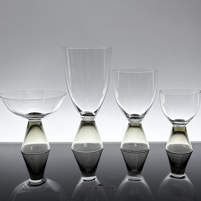 A rare and complete mid-century modern crystal glass set designed by Elsa Fischer-Treyden for Rosenthal, Germany...