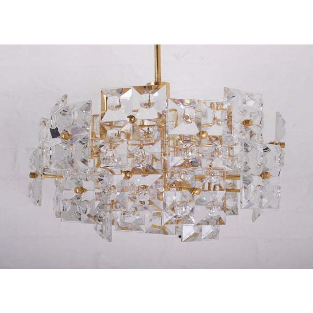 Hollywood Regency Gold-Plated Optical Crystal Pendant Light from Kinkeldey, 1970s For Sale - Image 3 of 12
