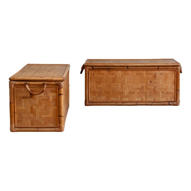 Vitage Bamboo Storage Trunks, 1980s, Set of 2 For Sale