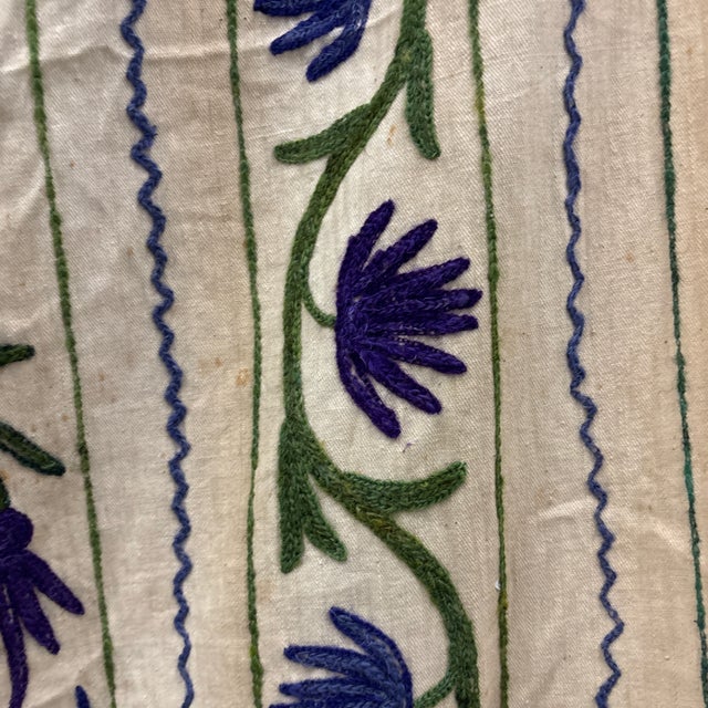 Vintage Tree-of-Life Style Large Suzani Textile Embroidered Wall-Hanging For Sale In Tampa - Image 6 of 7
