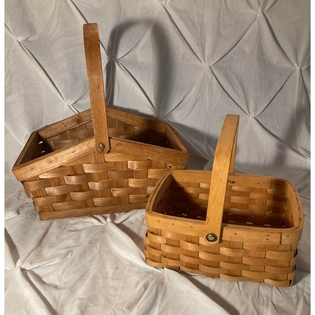 American Baskets. Two Iconic, Authentic Longaberger Maple Wood Baskets Handcrafted in Dresden, Ohio. For Sale - Image 12 of 12