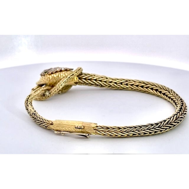Late 19th Century 14k Yellow Gold Snake Bracelet For Sale - Image 10 of 10