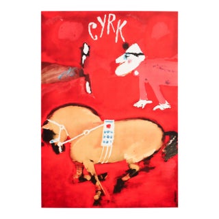 1970 Polish Circus Poster - Maciej Urbaniec - Cyrk (Man and Horse) For Sale
