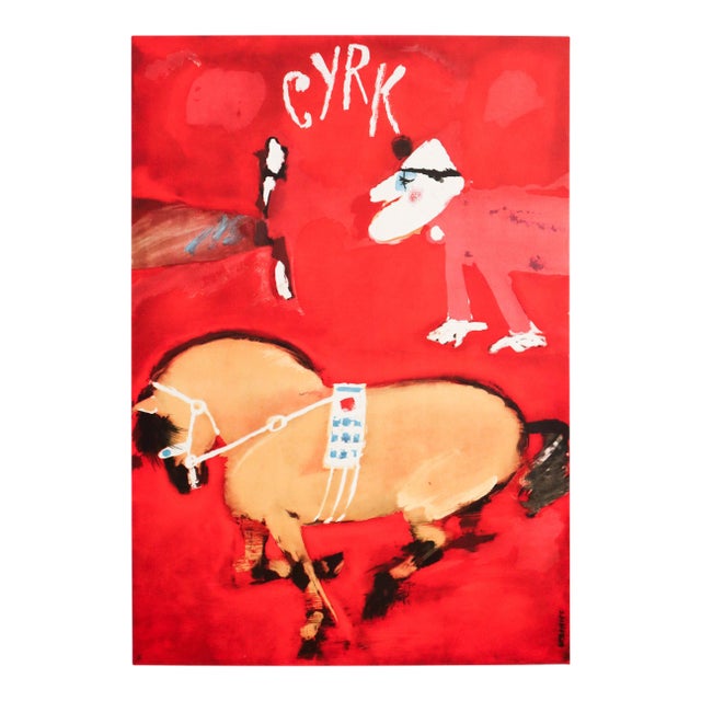 1970 Polish Circus Poster - Maciej Urbaniec - Cyrk (Man and Horse) For Sale