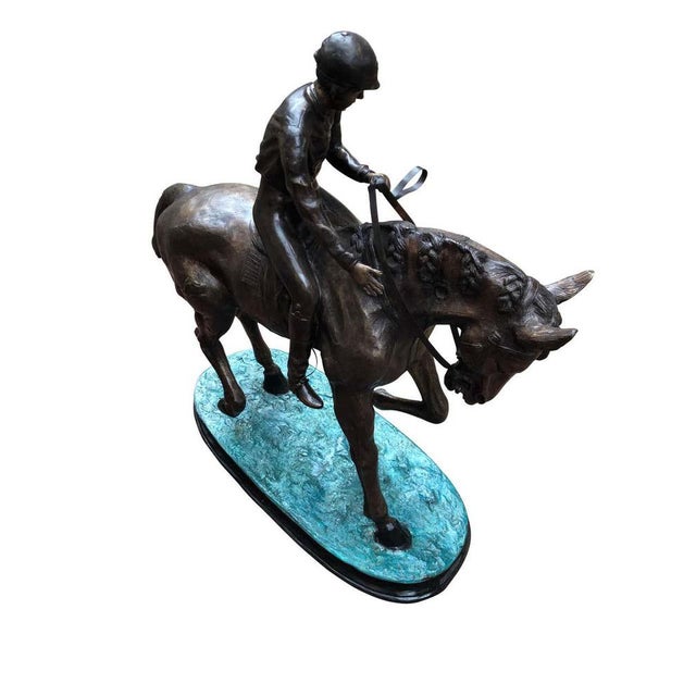 French Bronze Horse and Jockey Statue, 20th Century For Sale - Image 4 of 11