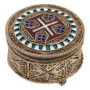 Silver Box in Filigree Mesh with Cross of the Order of Christ For Sale