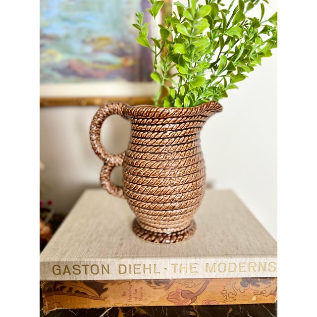 Vintage Govancroft Brown Rope Scottish Ceramic Pitcher For Sale In New Orleans - Image 6 of 6