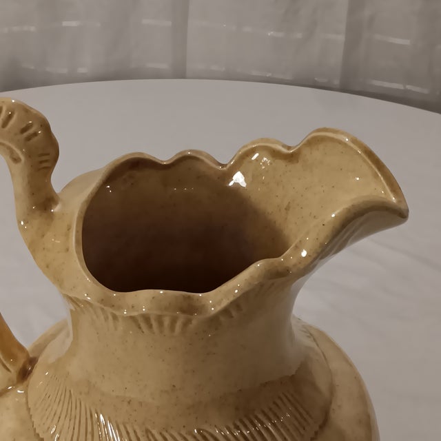 Vintage French Style Light Yellow Ceramic Pitcher Jug For Sale In Chicago - Image 6 of 10