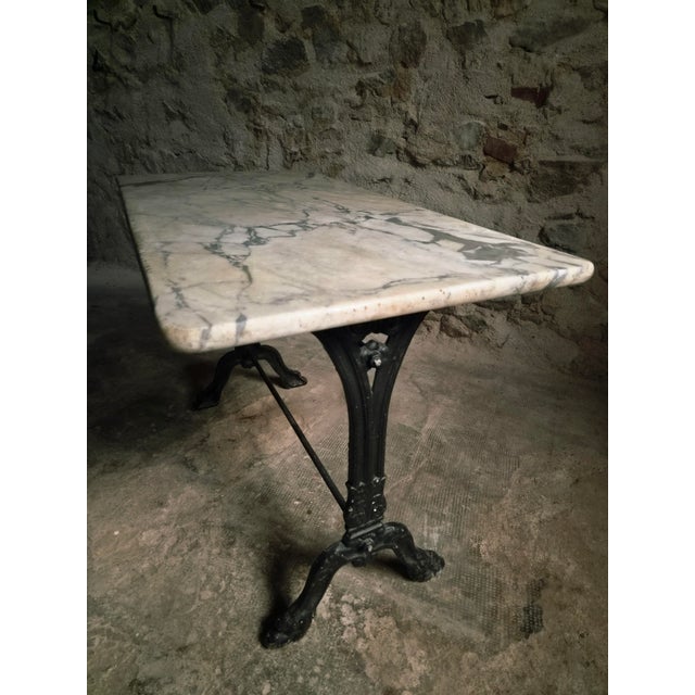 Black Antique French Marble Bistro Table with Cast Iron Base, 1920s For Sale - Image 8 of 18