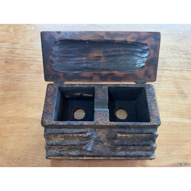 Antique Folk Art Hand Carved Figural Inkwell Stand Late 1800s Wooden For Sale - Image 12 of 15