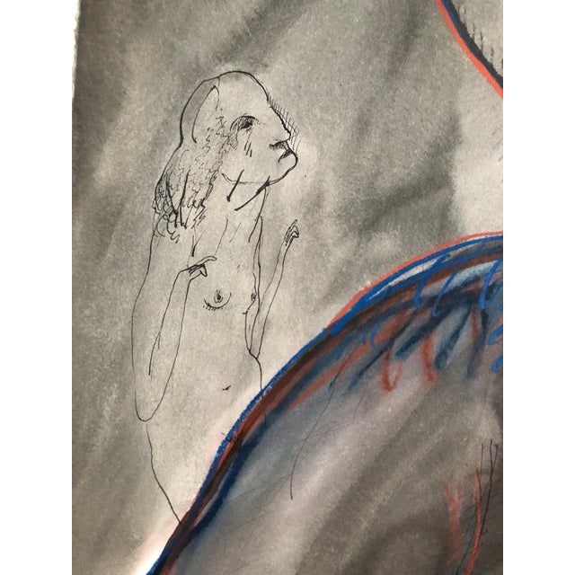 Gary Hansmann, Modern Figurative Surrealism Watercolor Painting, Drawing 'The Fire of my Soul', 1988 For Sale In Miami - Image 6 of 8