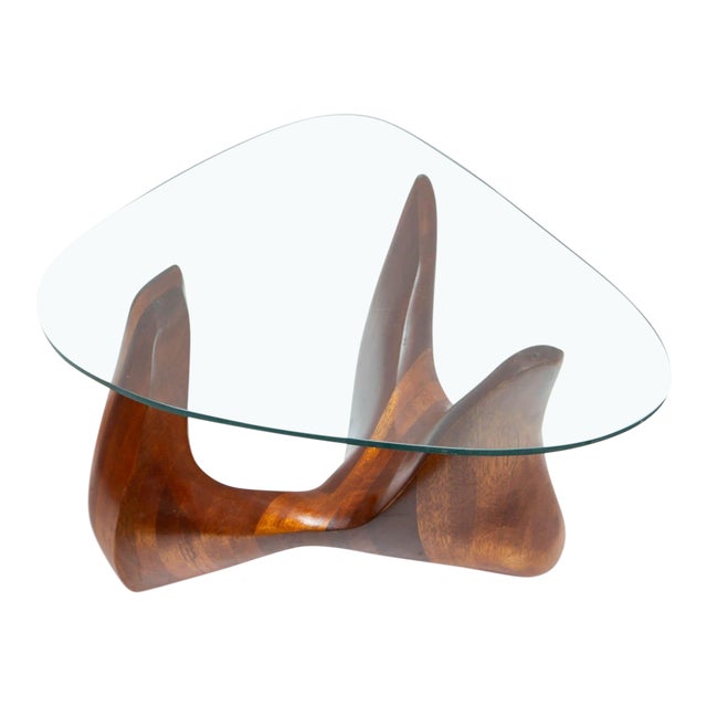 Handmade Biomorphic Wood And Glass Coffee Table
