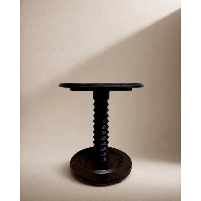 Industrial Antique French Industrial Oak Wine Press Screw Pedestal Side Table attributed to Charles Dudouyt, 1940 For Sale - Image 3 of 9