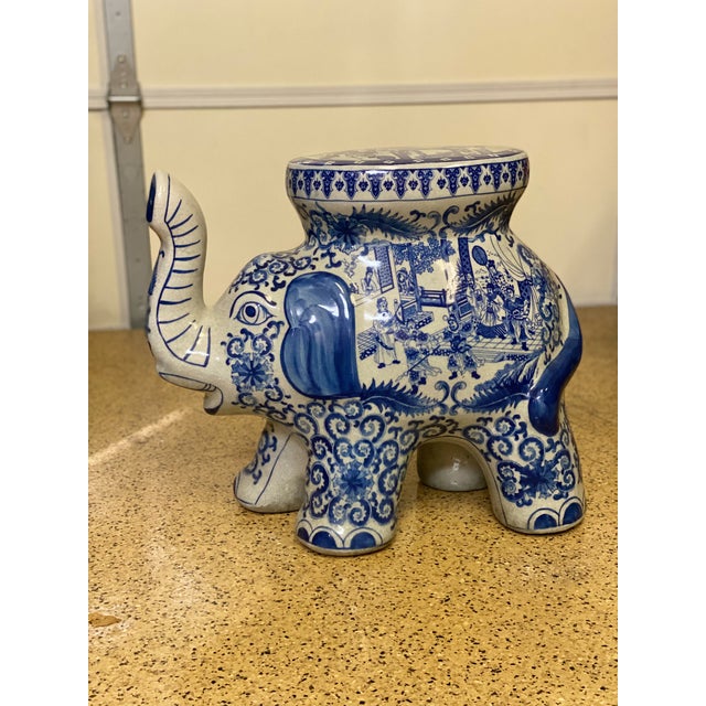 Blue and white porcelain elephnant stool. The fun design and classic color scheme make it a versatile piece, perfect for...
