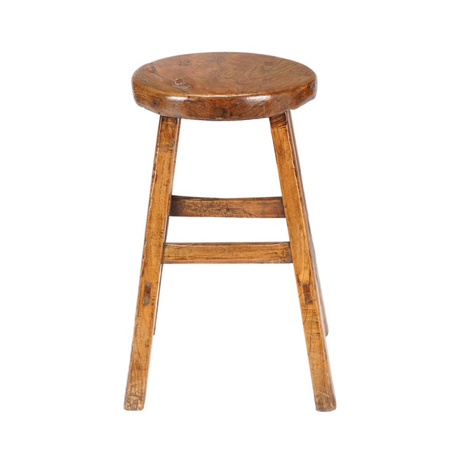 Asian Antique Chinese Qing Dynasty Elm Stool, C. 1875-1900 For Sale - Image 3 of 10