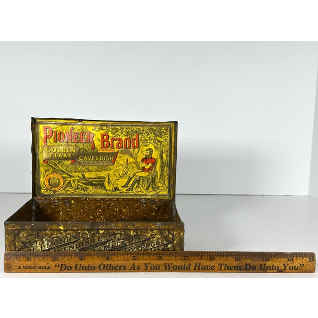 Antique Pioneer Tobacco Tin: Richmond Cavendish Golden Flake Litho Box For Sale - Image 10 of 10
