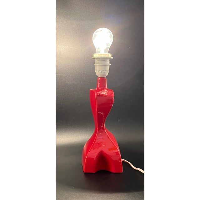 1960s Sculptural Mid-Century Porcelain Lamp in the style of Heifetz, Space Age, Red For Sale - Image 5 of 15