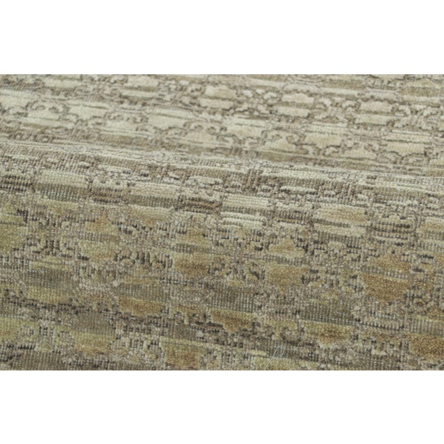 Contemporary Block Print Geometric Natural Silk Runner by Rug & Kilim, India For Sale In New York - Image 6 of 8