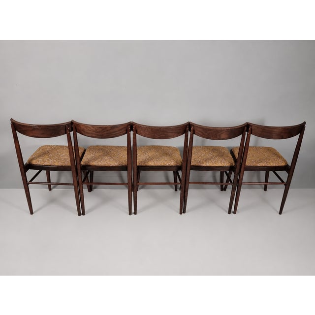 Vintage Chairs in Beech and Fabric, 1960s, Set of 5, in Very Good conditions. Designed 1960 to 1969