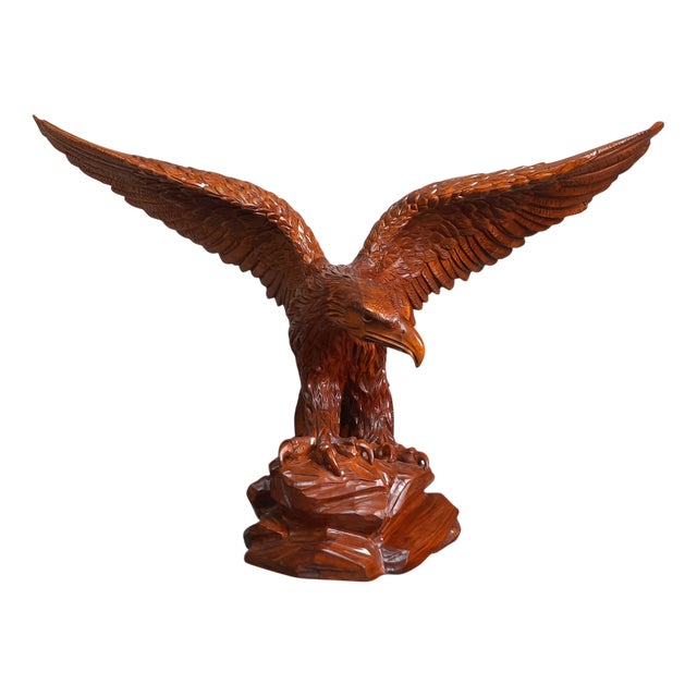Large Golden Eagle Sculpture, 2000s, Wood For Sale