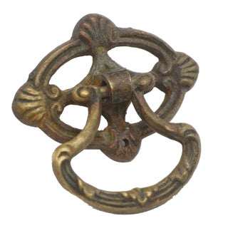 Vintage Art Deco Brass Ring Drawer Pull For Sale