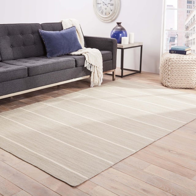 Jaipur Living Cape Cod Handmade Stripe Gray/ White Area Rug 4′ × 6′ Chairish