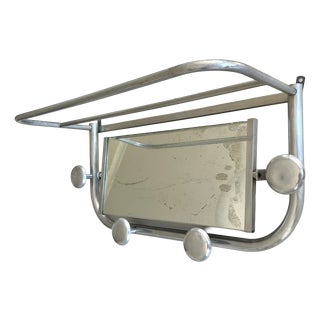 Vintage French Coat Rack with Mirror, 1940s For Sale