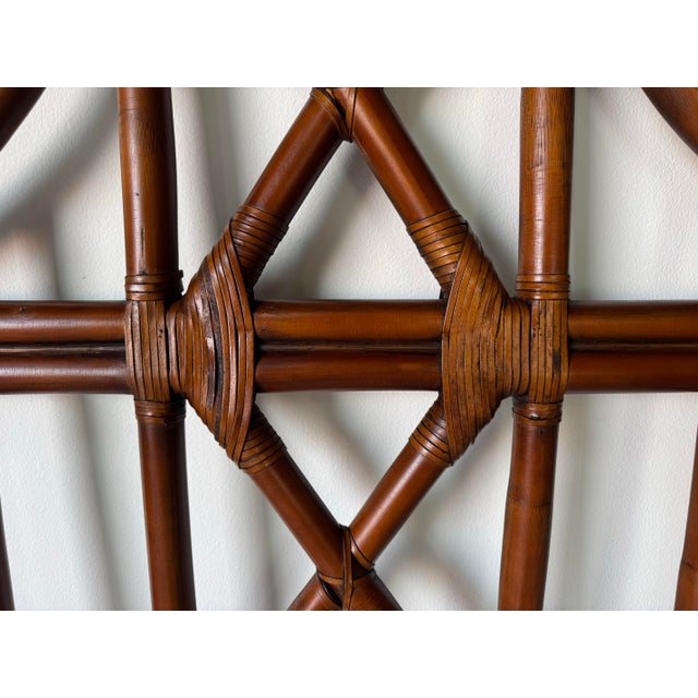 Pair of Vintage McGuire-Style Rattan Headboards With Leather Wrapped Bindings For Sale - Image 9 of 14
