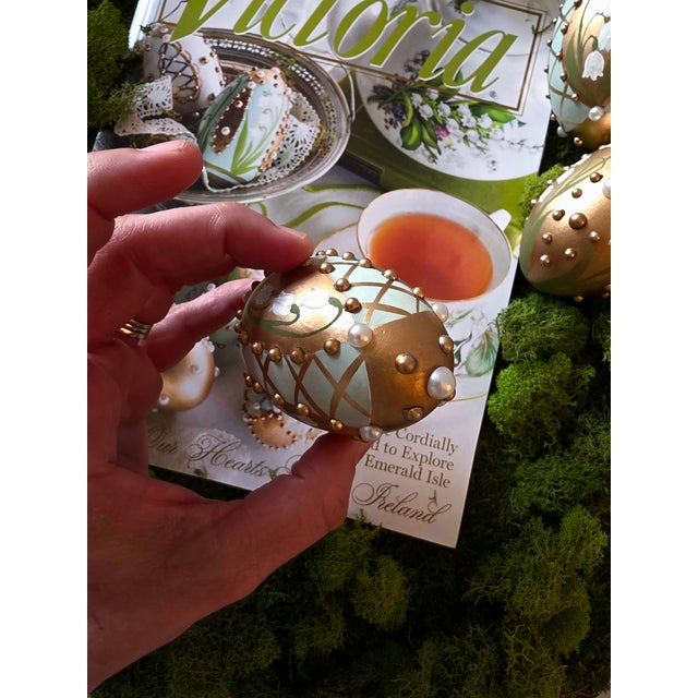 French Victoria Magazine Hand-Painted Easter Egg "Style B" For Sale - Image 3 of 6