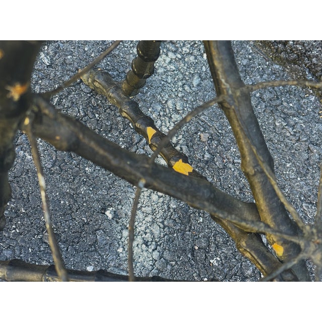 Late 19th Century Gothic Shaped Bamboo Tiered Plant Stand W/Wire Spider Web Holders Painted Black For Sale - Image 16 of 17