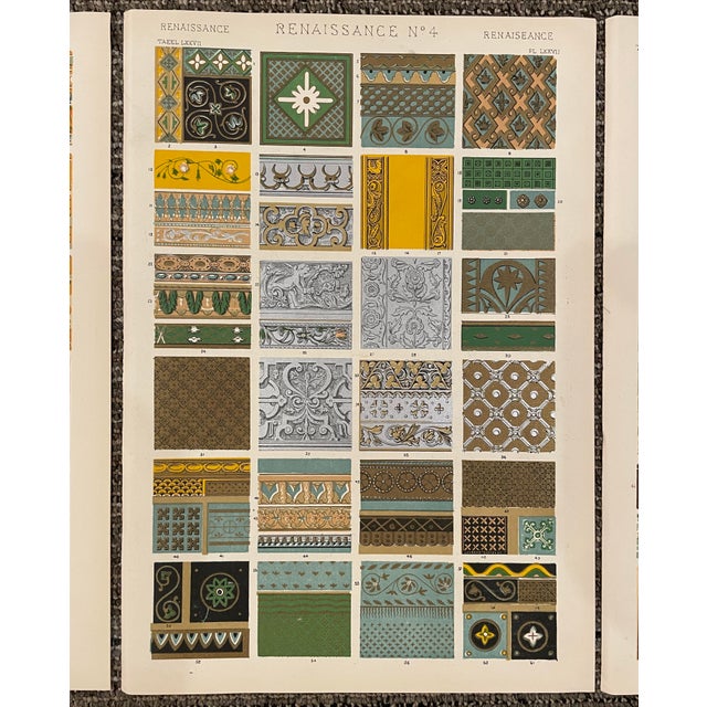 Set of 3 Renaissance Chromolithographs From Grammar of Ornament by Owen Jones For Sale - Image 4 of 4