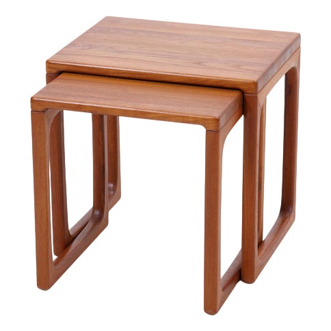 Mid-Century Danish Square Wooden Nesting Tables, 1960s, Set of 2 For Sale