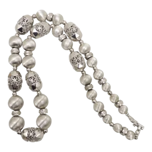 Vintage 1960s Signed Monet Rhodium Plated Beaded Necklace
