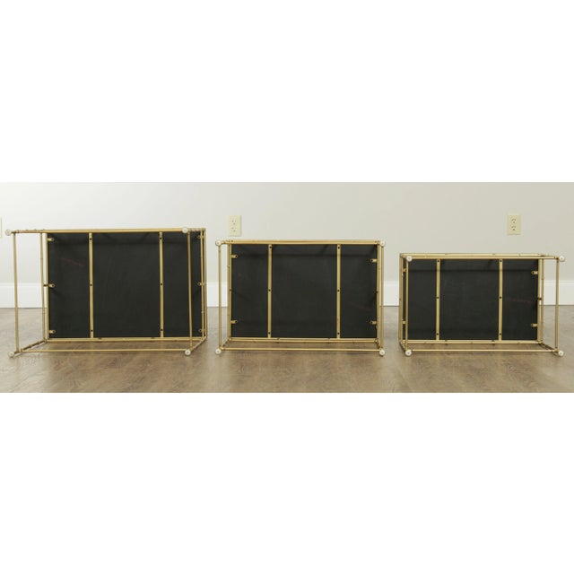 Metal Black and Gold Faux Bamboo Iron Nesting Tables - Set of 3 For Sale - Image 7 of 13