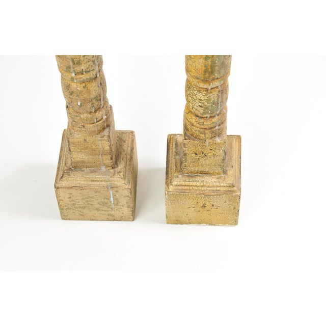 Pair of Antique Wood Candlestick Holders Rustic Chic For Sale - Image 10 of 12
