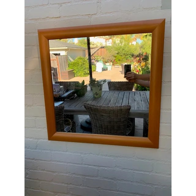 Mid-Century Modern Vintage Artisan Mid 20th Century Wood Framed Wall Mirror For Sale - Image 3 of 8