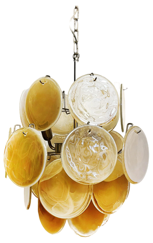 Vintage Italian Murano Chandelier with 24 Gold Disks, 1990s