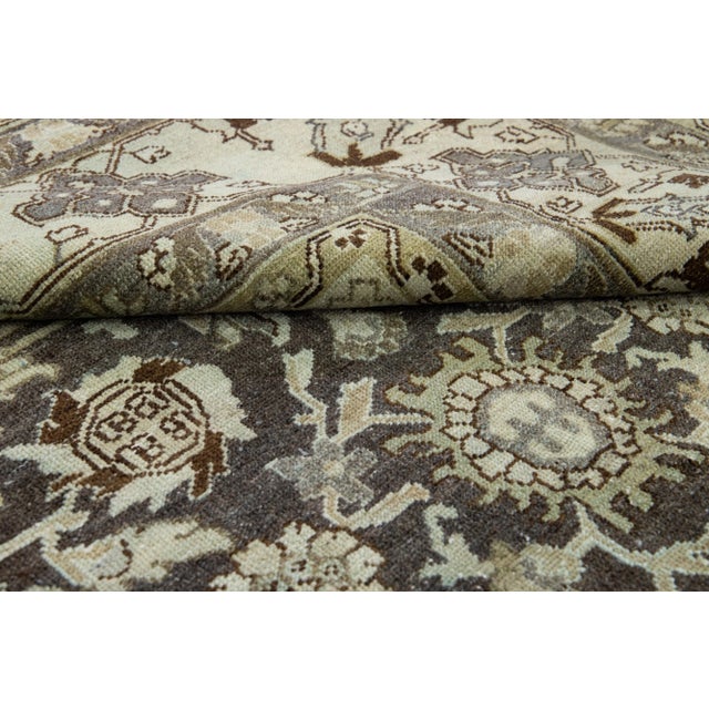 Brown Antique Persian Malayer Handmade Allover Designed Wool Rug For Sale - Image 9 of 10