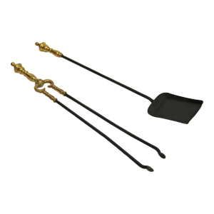 Late 18th Century English Georgian Brass & Iron Fireplace Tools
