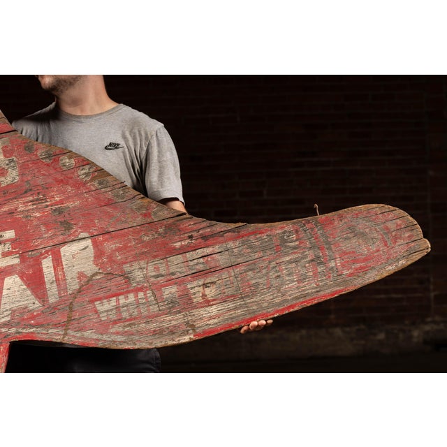 Wood Antique "Peerless Shoe Repair" Double-Sided Painted Wooden Sign For Sale - Image 7 of 10