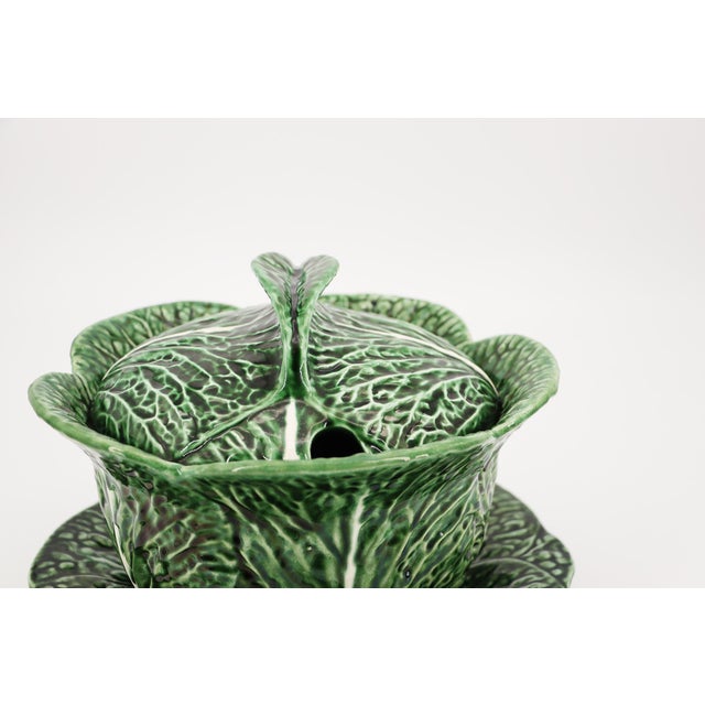 1950s 1950s Bordallo Pinheiro Large Cabbage Tureen and Underplate, Portuguese For Sale - Image 5 of 15