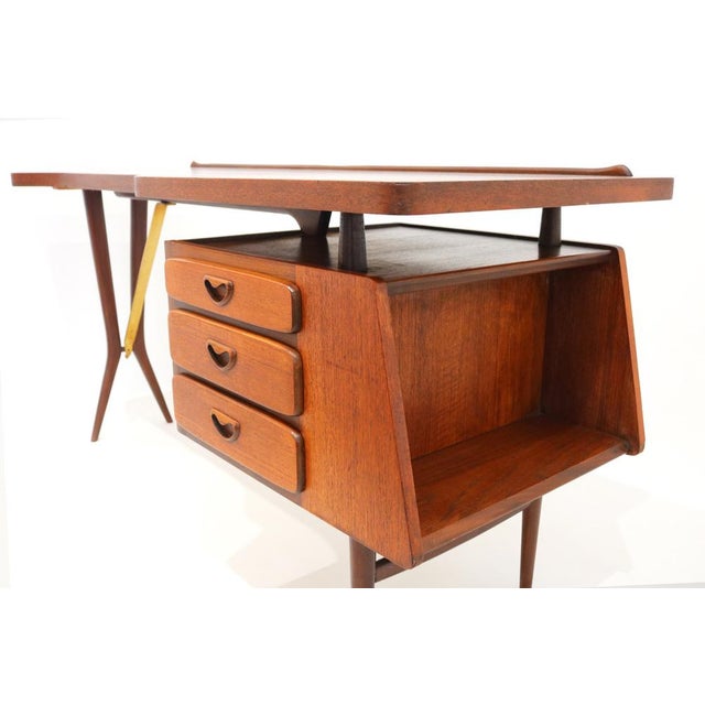 1950s Mid-Century Modern Teak Desk by Louis Van Teeffelen for Webe, 1950 For Sale - Image 5 of 18