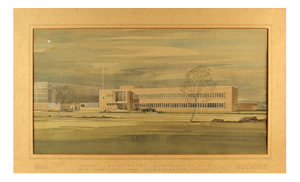 Gibb, Architectural Drawing of British Offices, 1948, Watercolor
